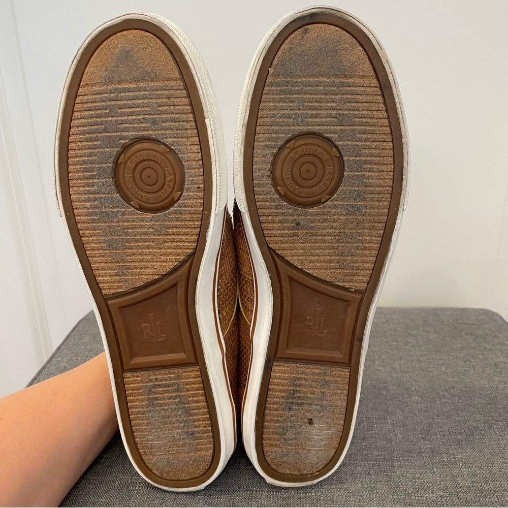 RALPH LAUREN Janis Woven Slip On Loafer Flat Sneakers - Tan Size 10 - Picture 11 of 13